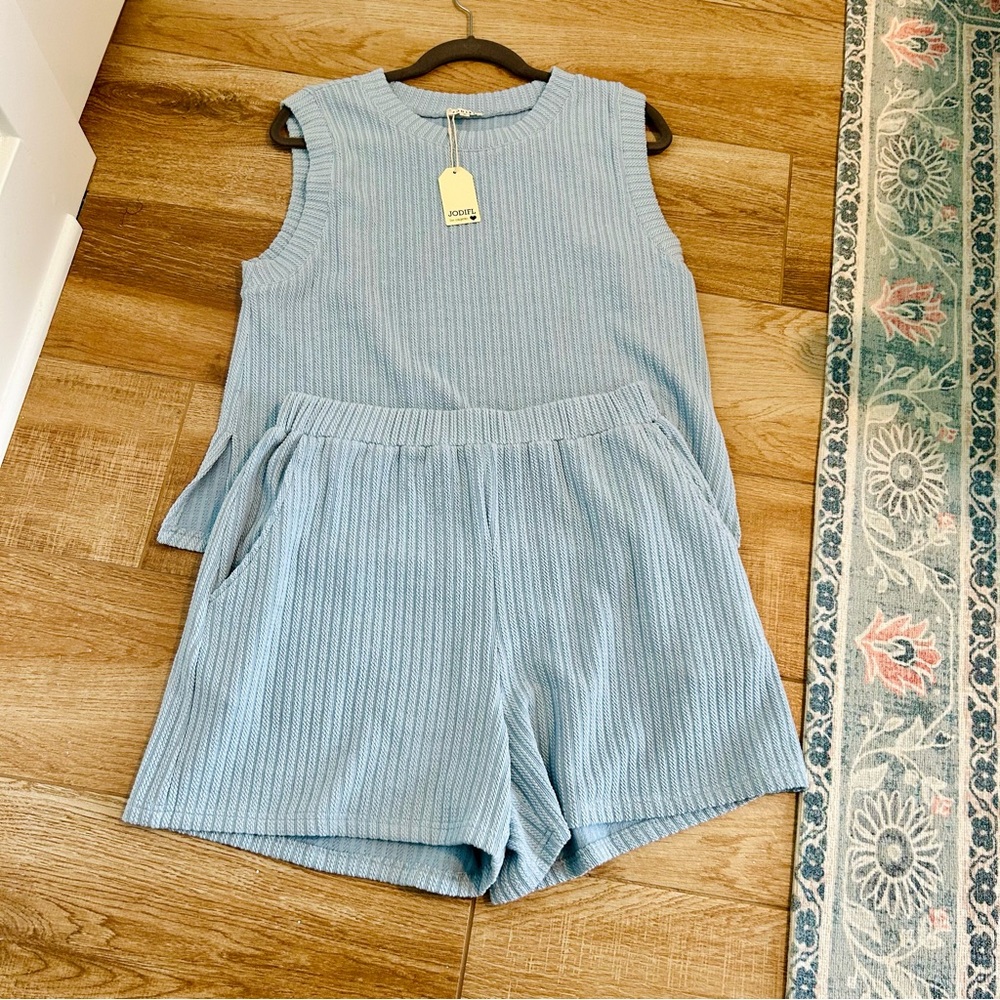 JODIFL Diana Blue Sleeveless Short Set (M)